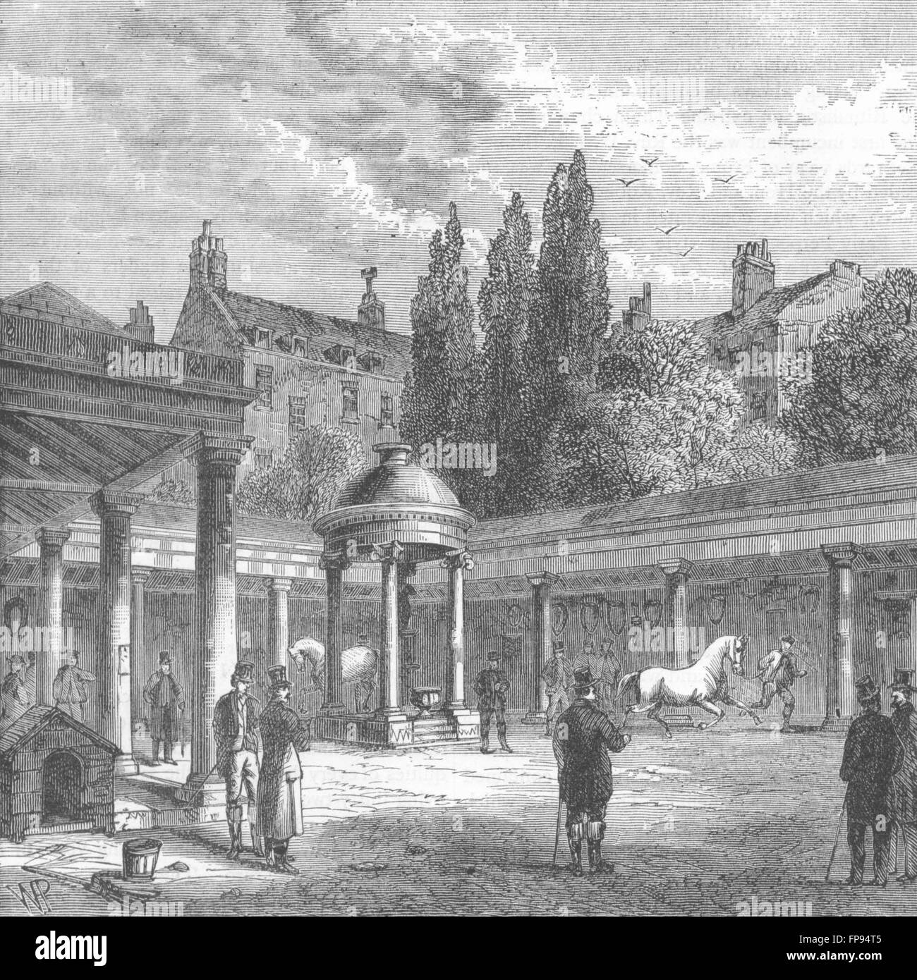 Londres : Belgravia : Cour de Tattersall's, antique print 1880 Banque D'Images