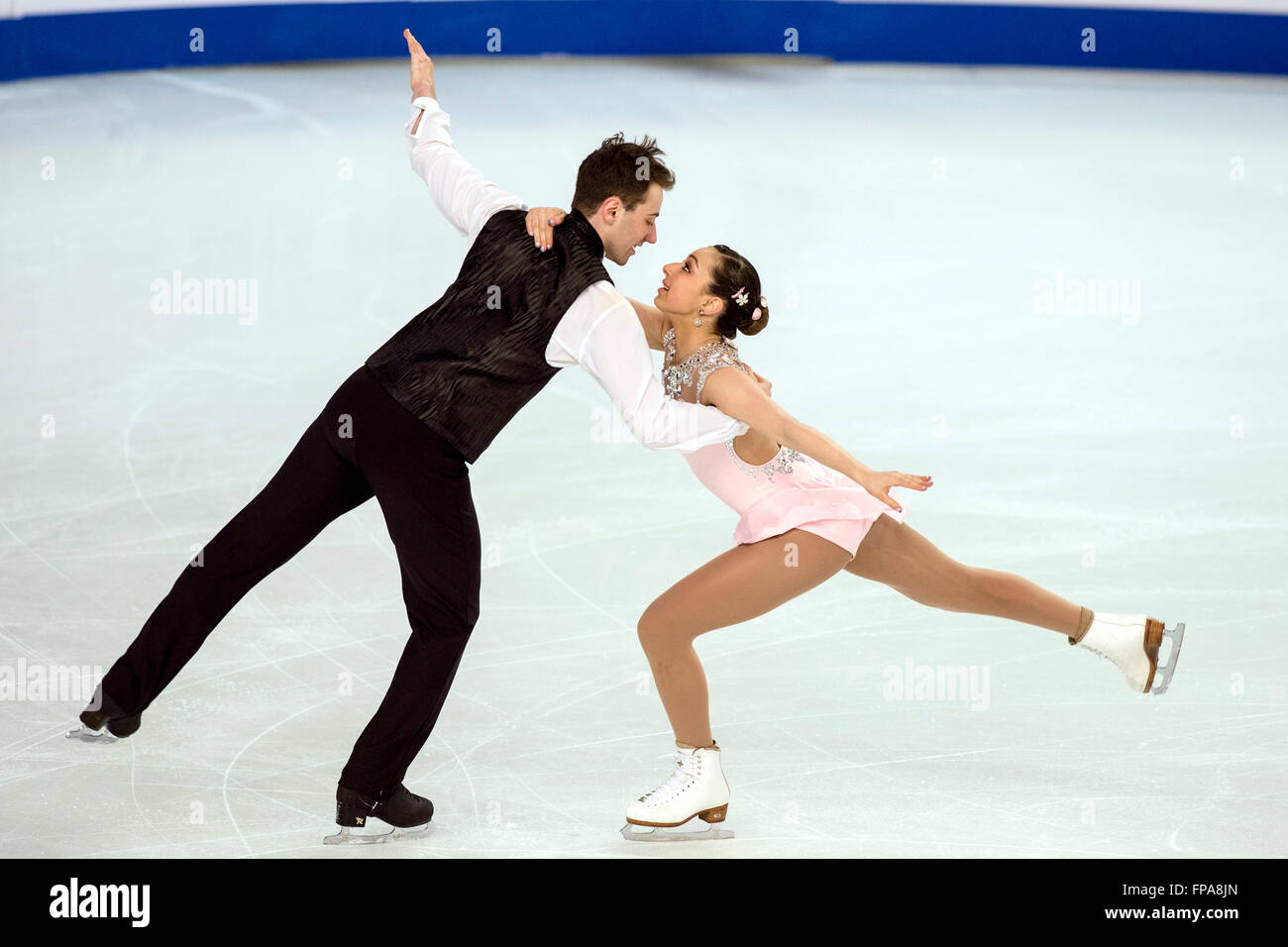 Debrecen, Hongrie. Mar 17, 2016. Lindsay Weinstein & Jacob Simon (USA) : Patinage Artistique Championnats du monde juniors de patinage artistique, couples de patinage libre à l'hôtel de Fonix Arena de Debrecen, Hongrie . Credit : Enrico Calderoni/AFLO SPORT/Alamy Live News Banque D'Images
