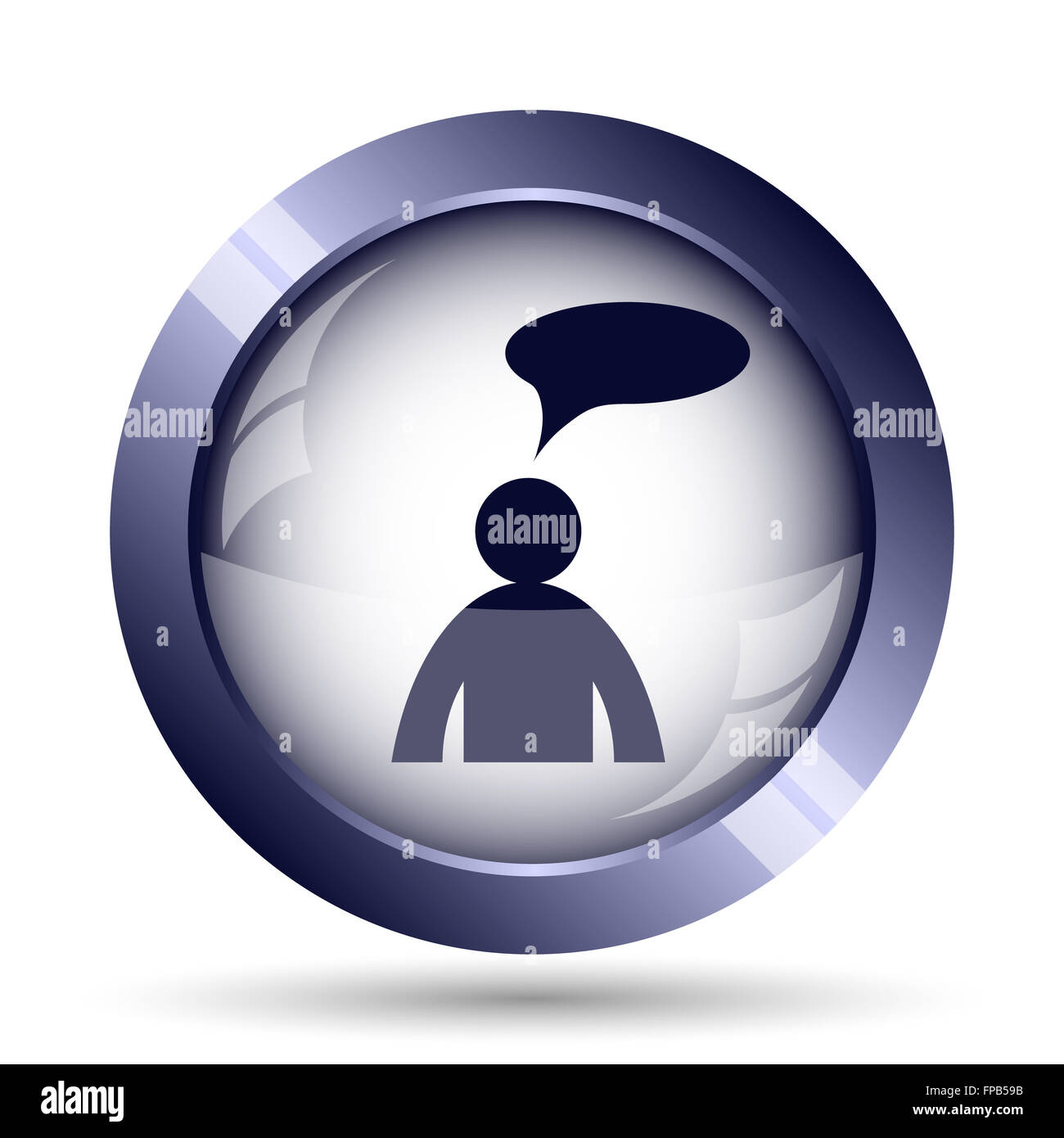 Commentaires icône. Bouton Internet sur fond blanc. - Homme avec bulle Banque D'Images