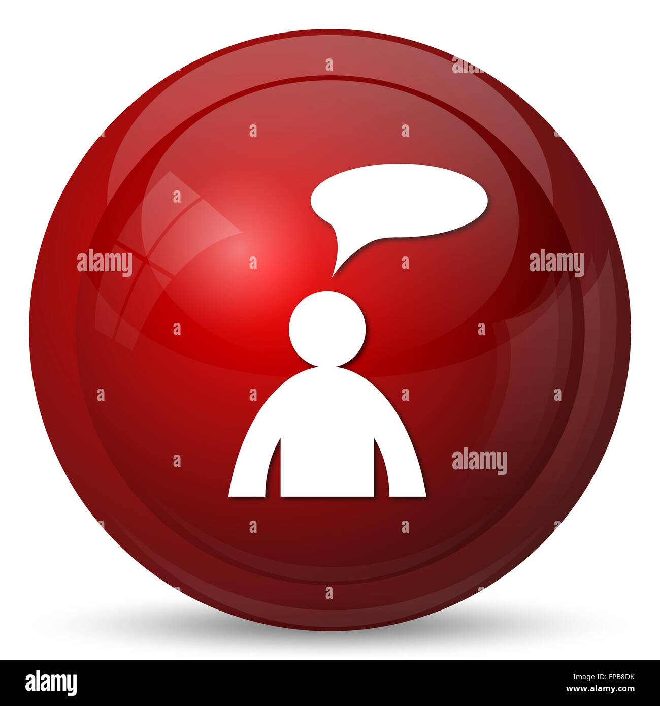 Commentaires icône. Bouton Internet sur fond blanc. - Homme avec bulle Banque D'Images
