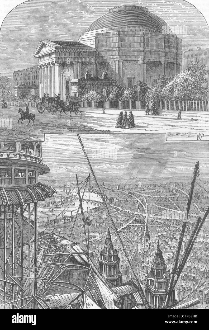 Londres : Regent's Park : Colisée en 1827, antique print 1880 Banque D'Images