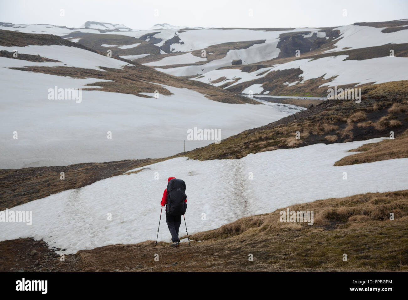 Le sentier de randonnée Fimmvörðuháls, Islande, Europe Banque D'Images