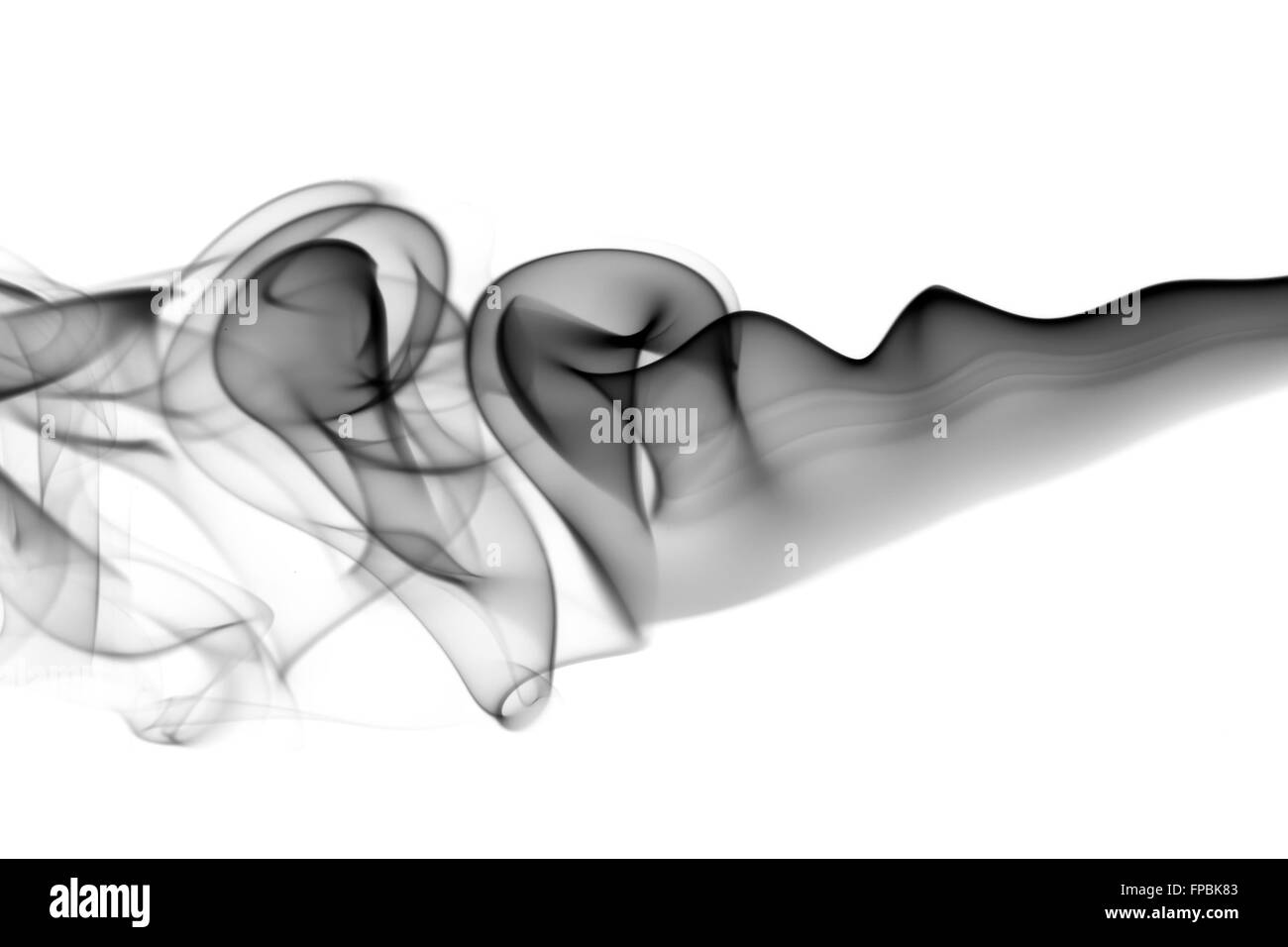 Des vagues de fumée noire Résumé Au cours de l'arrière-plan blanc Banque D'Images