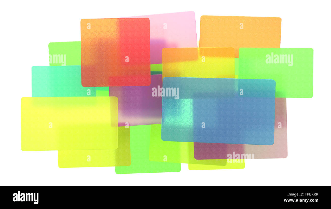 Résumé des rectangles translucides colorés avec une belle texture. Isolated over white. Résolution extralarge Banque D'Images
