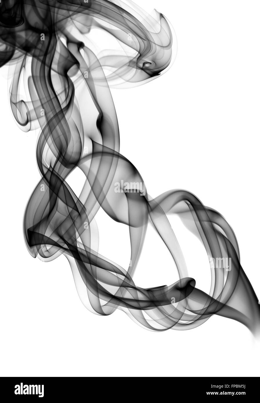 Plus de tourbillons de fumée abstraites complexes le fond blanc Banque D'Images