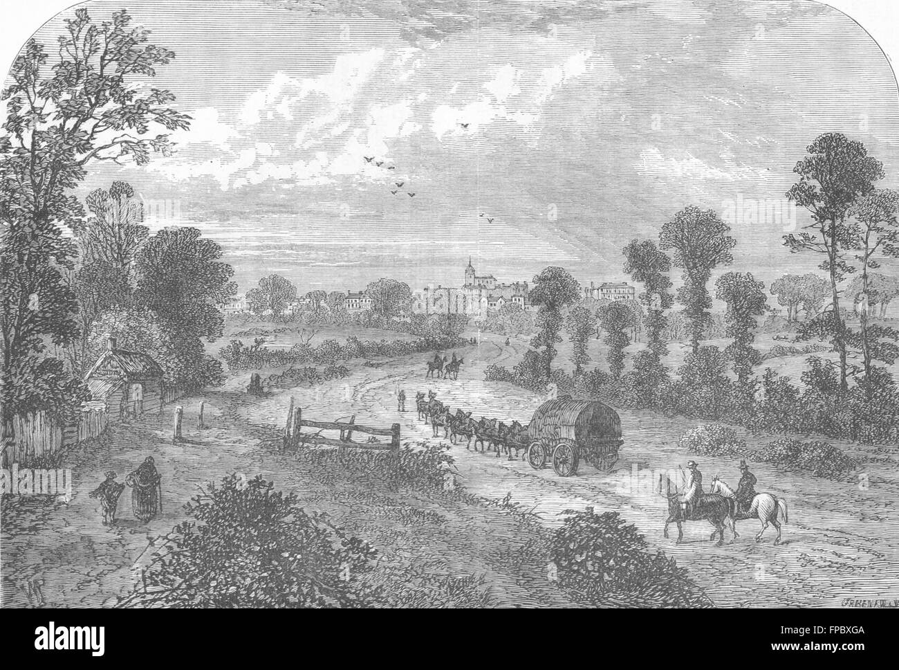 Londres : Holloway : Highgate, à partir de la partie supérieure, antique print 1880 Banque D'Images