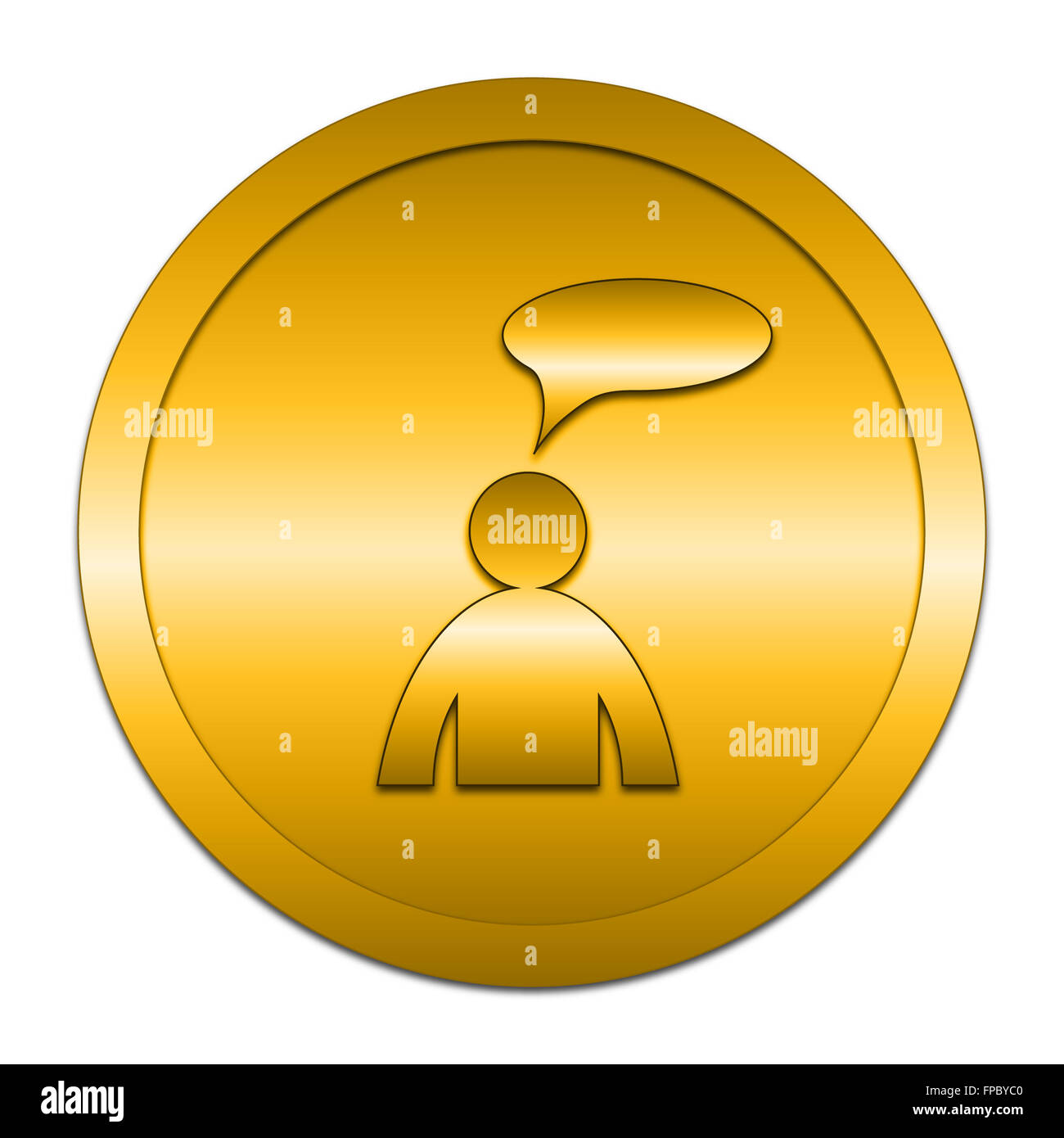 Commentaires icône. Bouton Internet sur fond blanc. - Homme avec bulle Banque D'Images