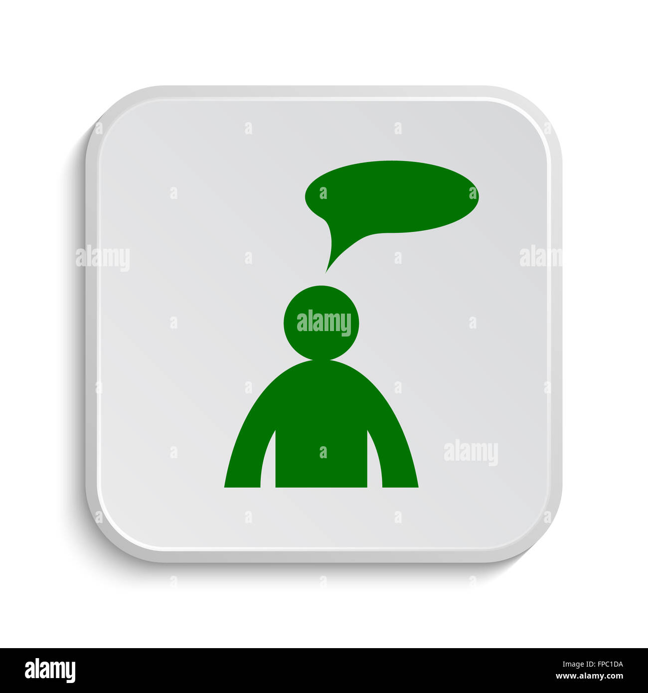 Commentaires icône. Bouton Internet sur fond blanc. - Homme avec bulle Banque D'Images