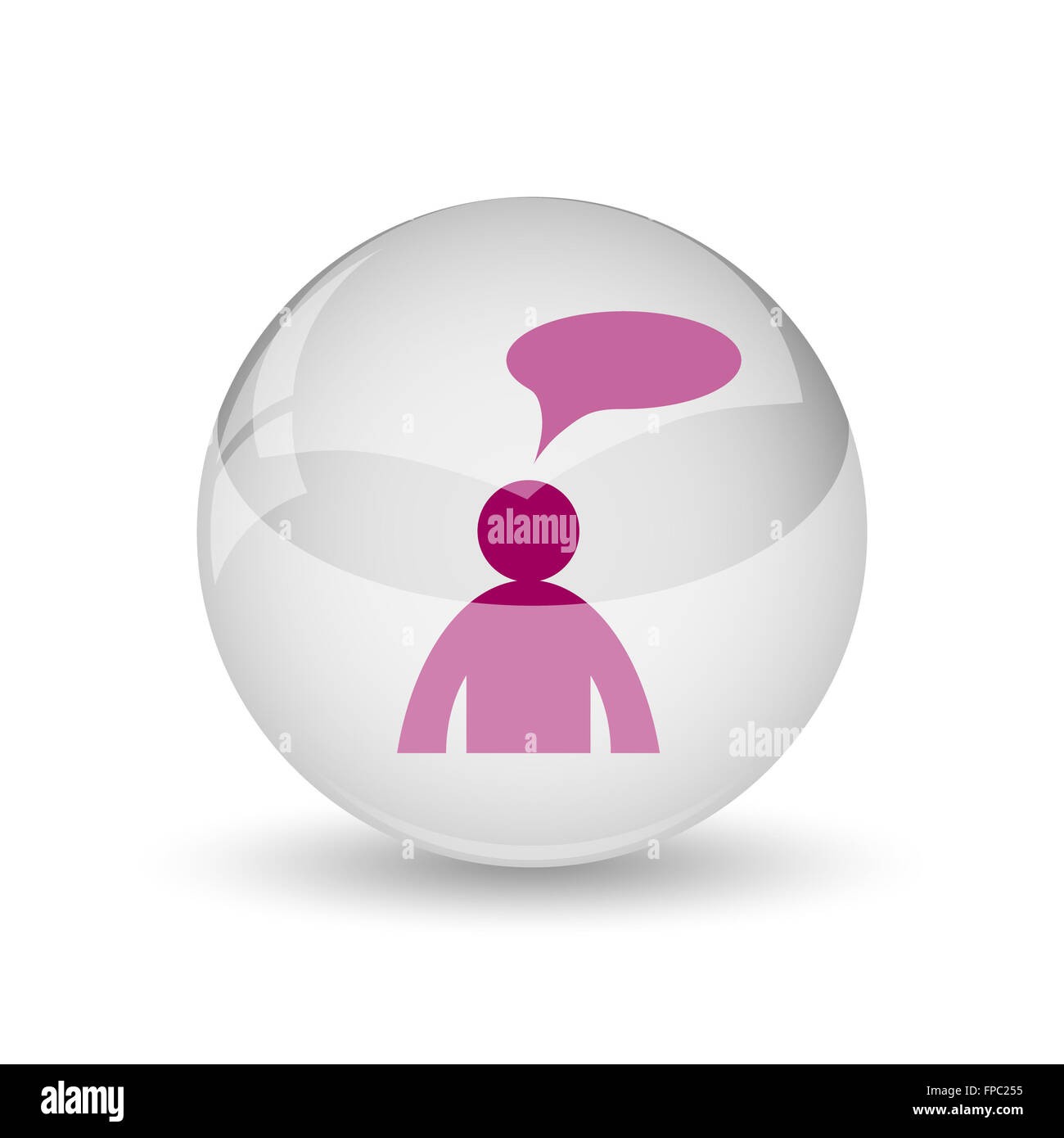 Commentaires icône. Bouton Internet sur fond blanc. - Homme avec bulle Banque D'Images
