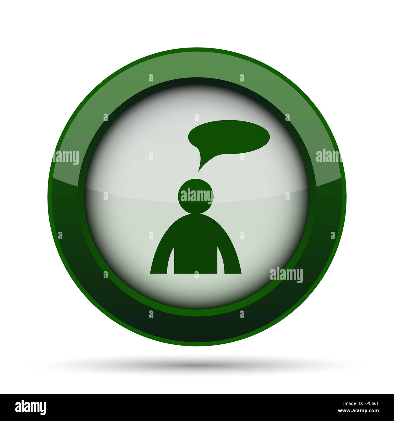Commentaires icône. Bouton Internet sur fond blanc. - Homme avec bulle Banque D'Images