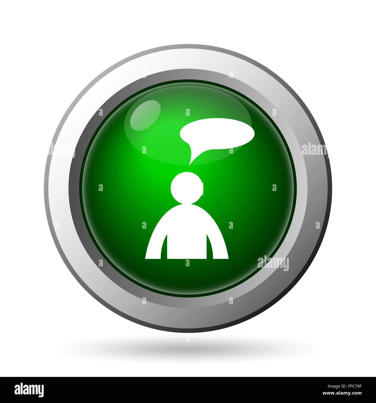 Commentaires icône. Bouton Internet sur fond blanc - homme avec bulle Banque D'Images