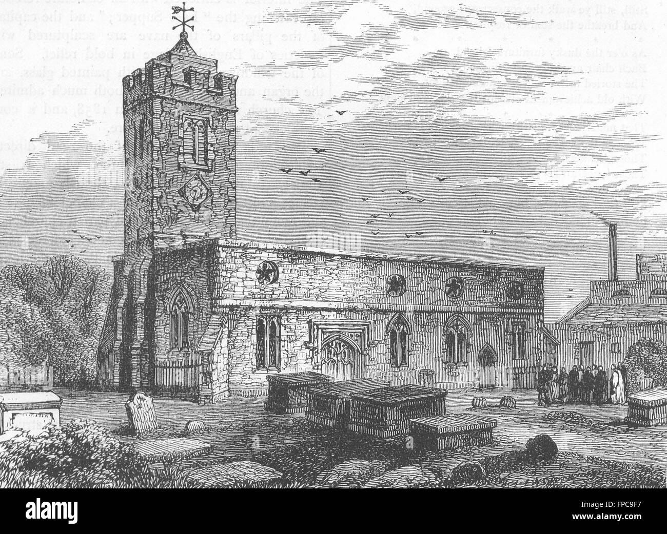 Londres : : Stoke Newington Church, 1750, antique print 1880 Banque D'Images