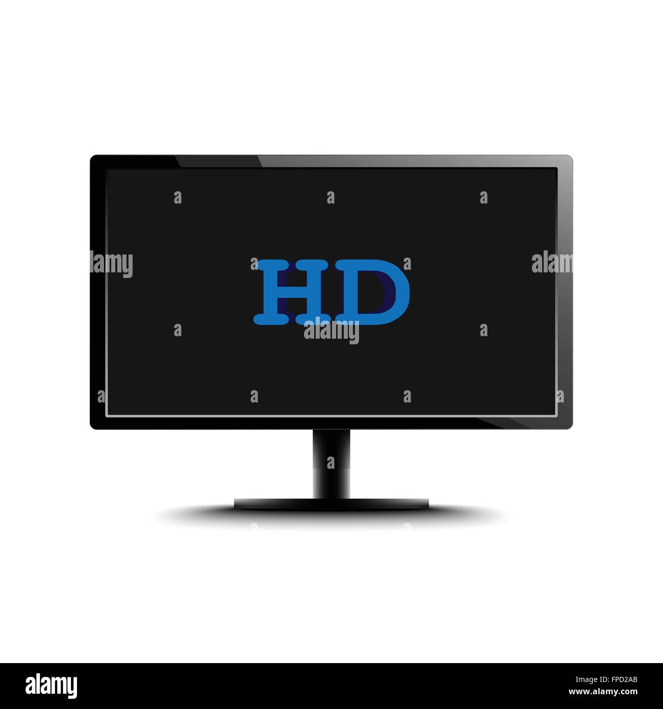 Moniteur LED haute définition isolé sur fond blanc. Vector Illustration. Illustration de Vecteur