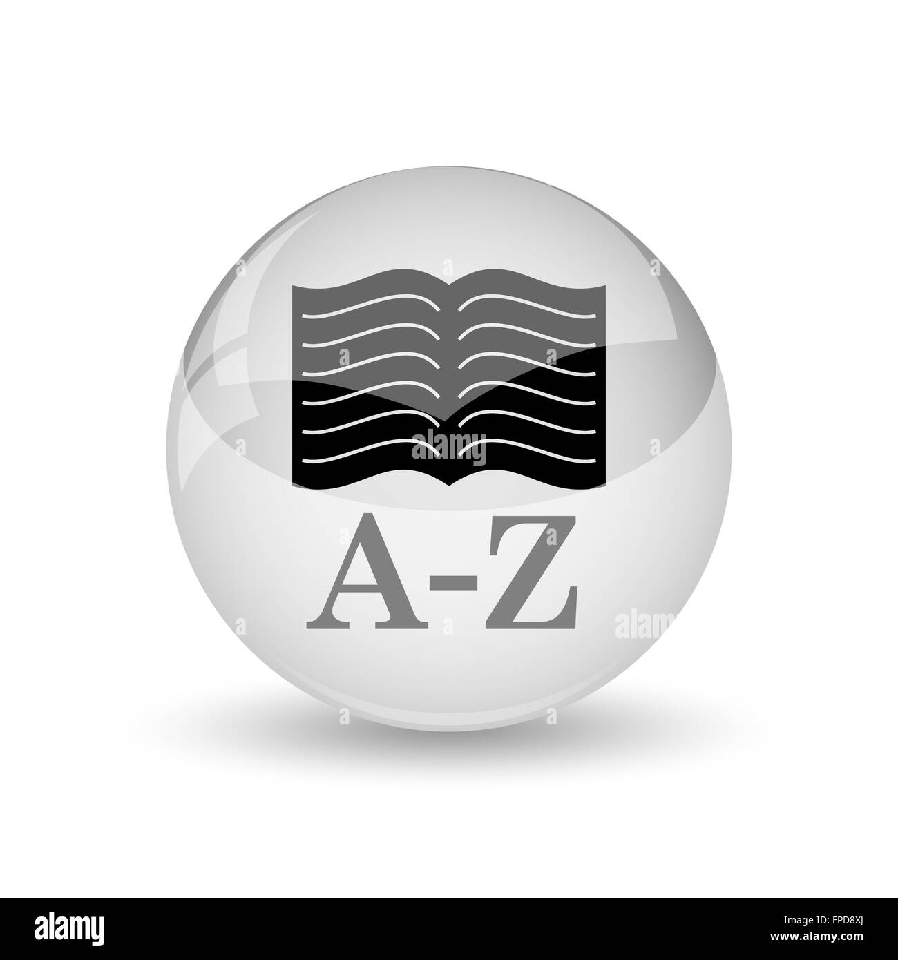 A-Z icône en forme de livre. Bouton Internet sur fond blanc Banque D'Images