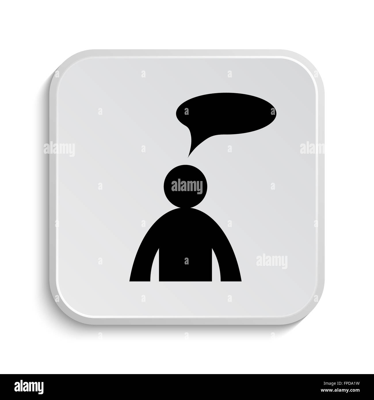 Commentaires icône. Bouton Internet sur fond blanc. - Homme avec bulle Banque D'Images
