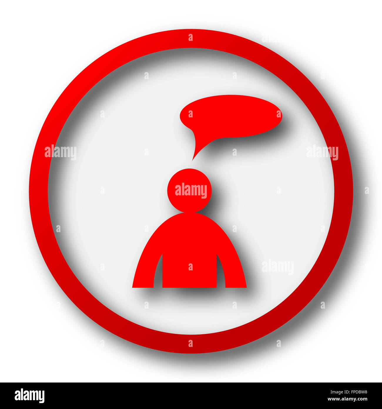 Commentaires icône. Bouton Internet sur fond blanc. - Homme avec bulle Banque D'Images