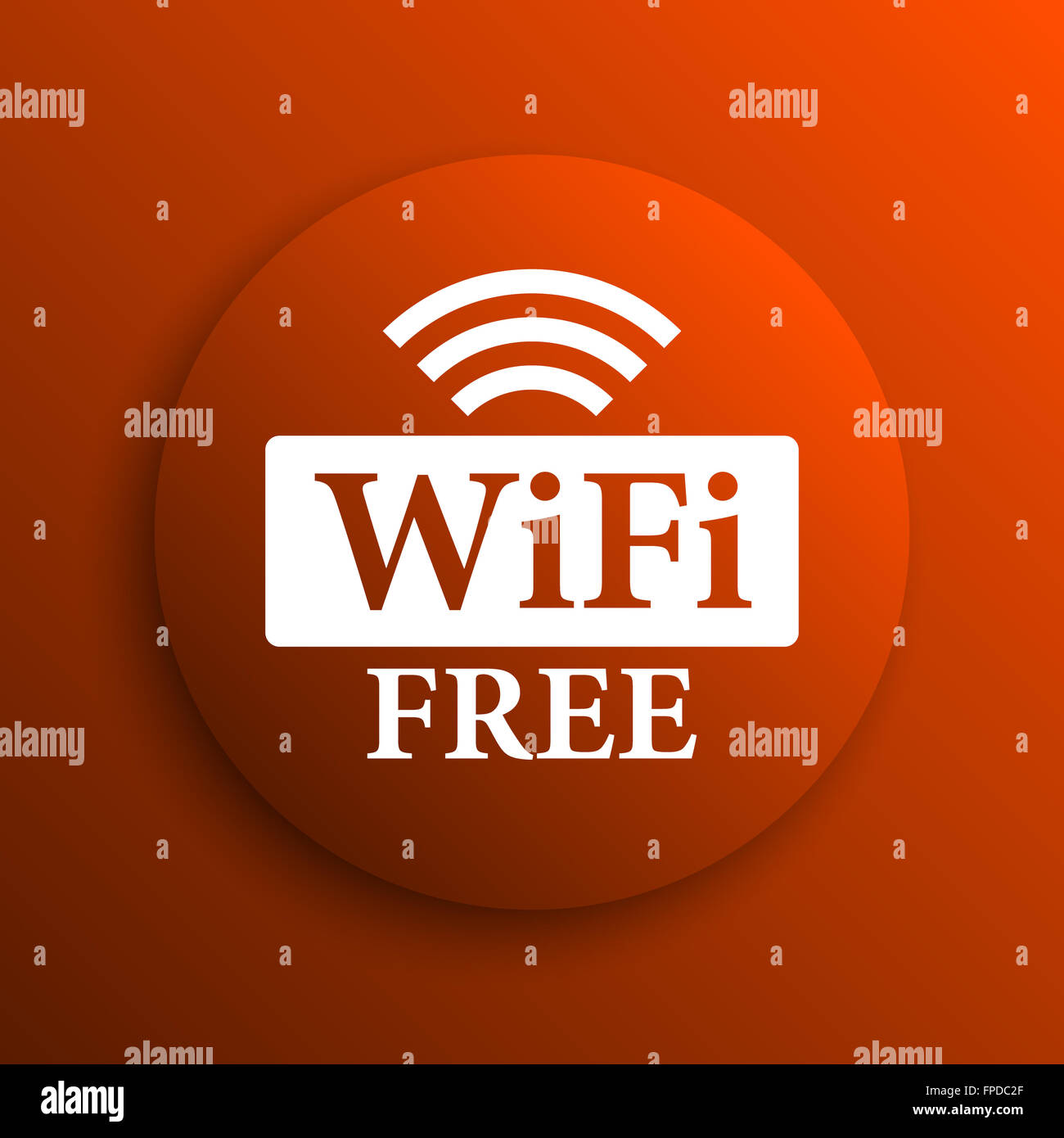 Connexion Wi-Fi au réseau local de l'icône. Bouton Internet sur fond orange Banque D'Images