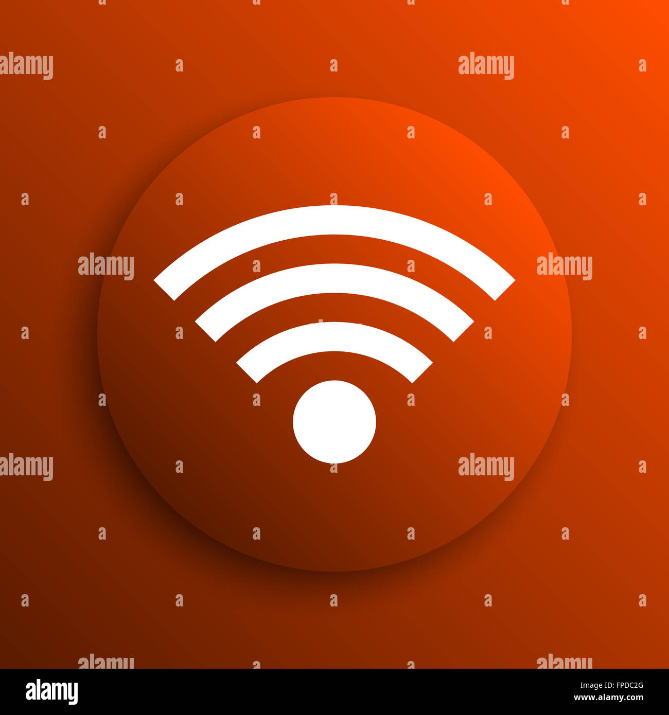 L'icône de connexion sans fil. Bouton Internet sur fond orange Banque D'Images