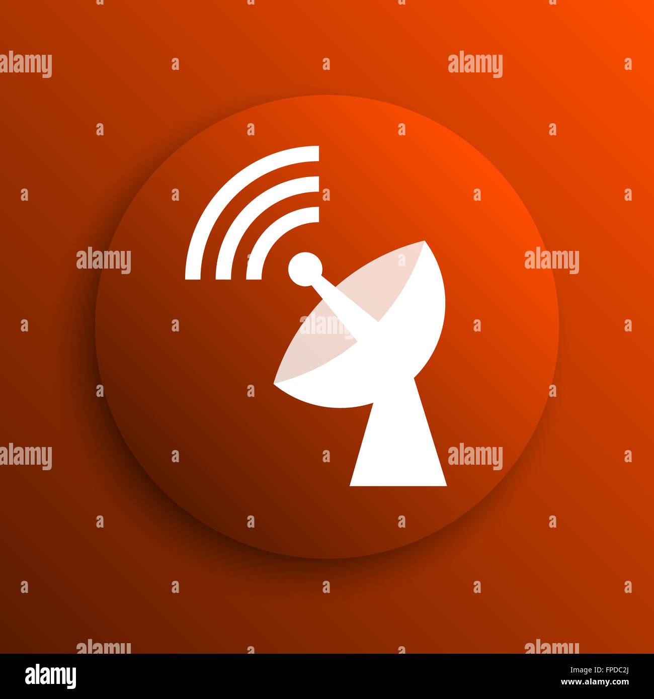 L'icône d'antenne sans fil. Bouton Internet sur fond orange Banque D'Images