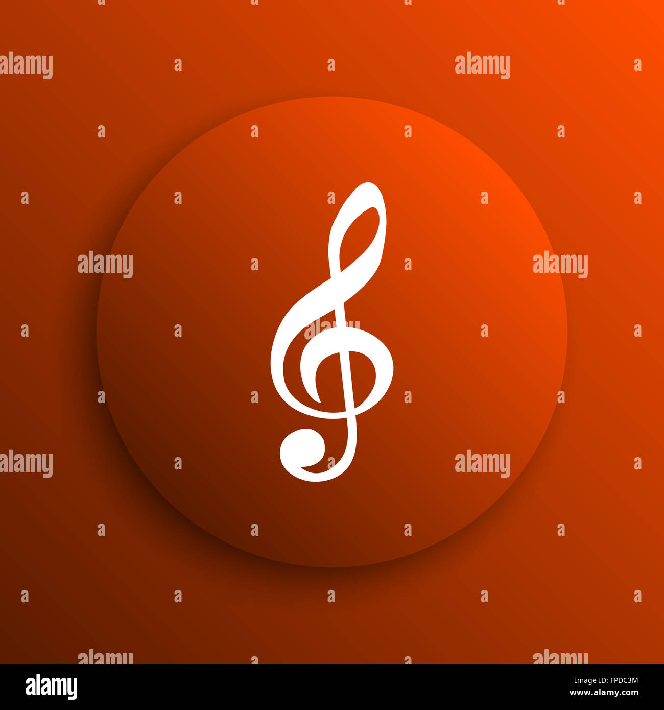 Icône Note de musique. Bouton Internet sur fond orange Banque D'Images