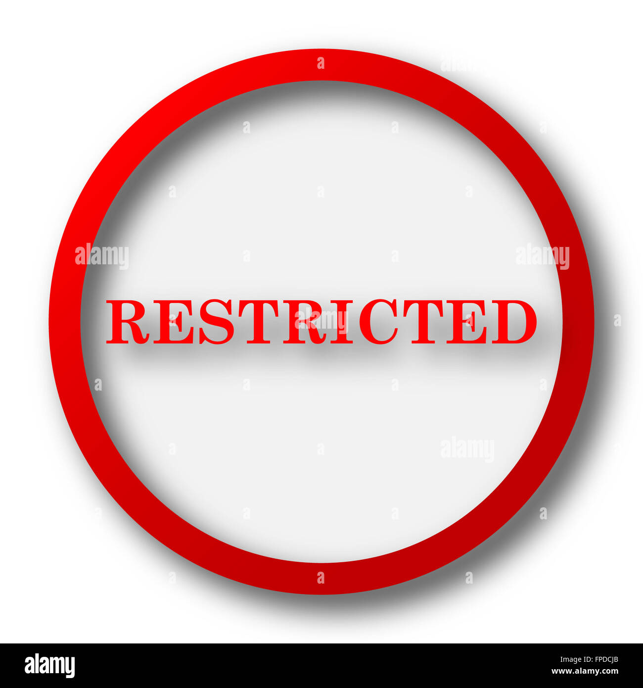 Icône d'accès restreint. Bouton Internet sur fond blanc. Banque D'Images