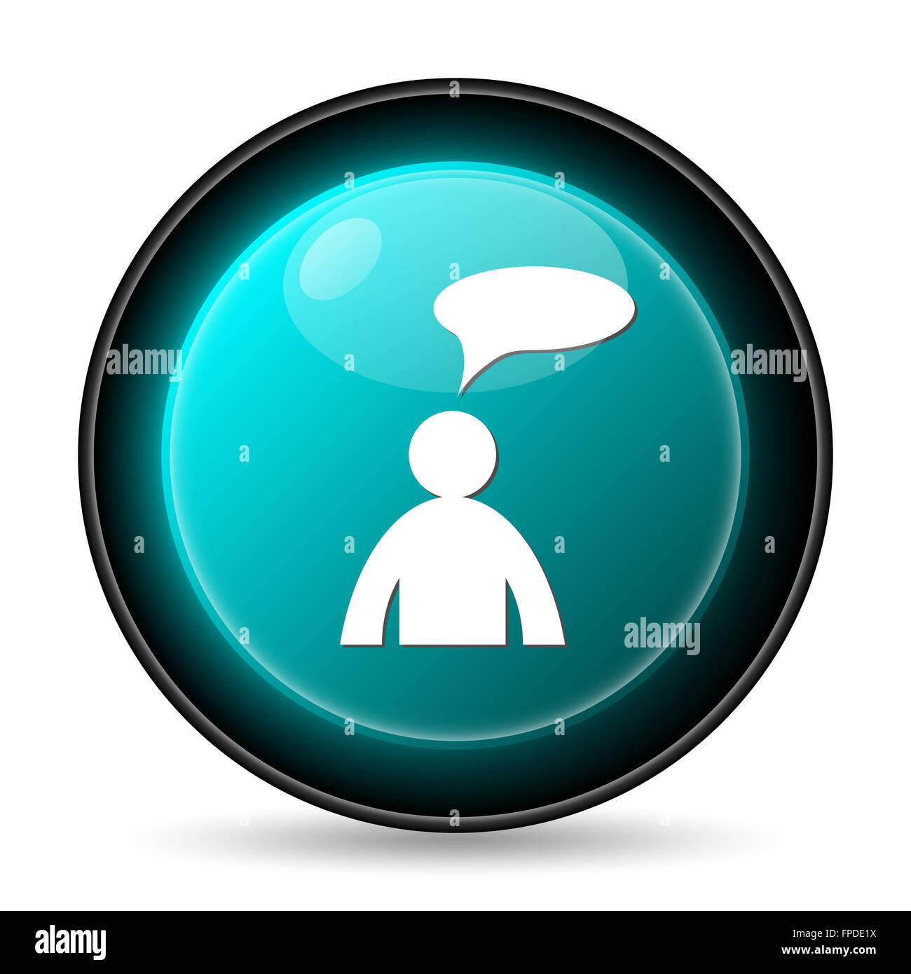 Commentaires icône. Bouton Internet sur fond blanc. - Homme avec bulle Banque D'Images
