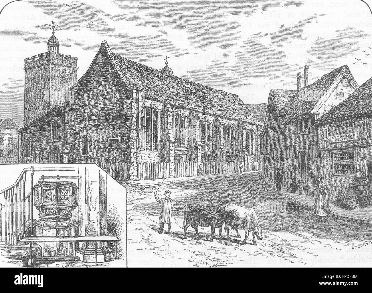 UXBRIDGE : St. Margaret's Church ; la police (d'une version antérieure à 1818), 1888 imprimer Banque D'Images UXBRIDGE : St. Margaret's Church ; la police (d'une version antérieure à 1818), 1888 imprimer Banque D'Images