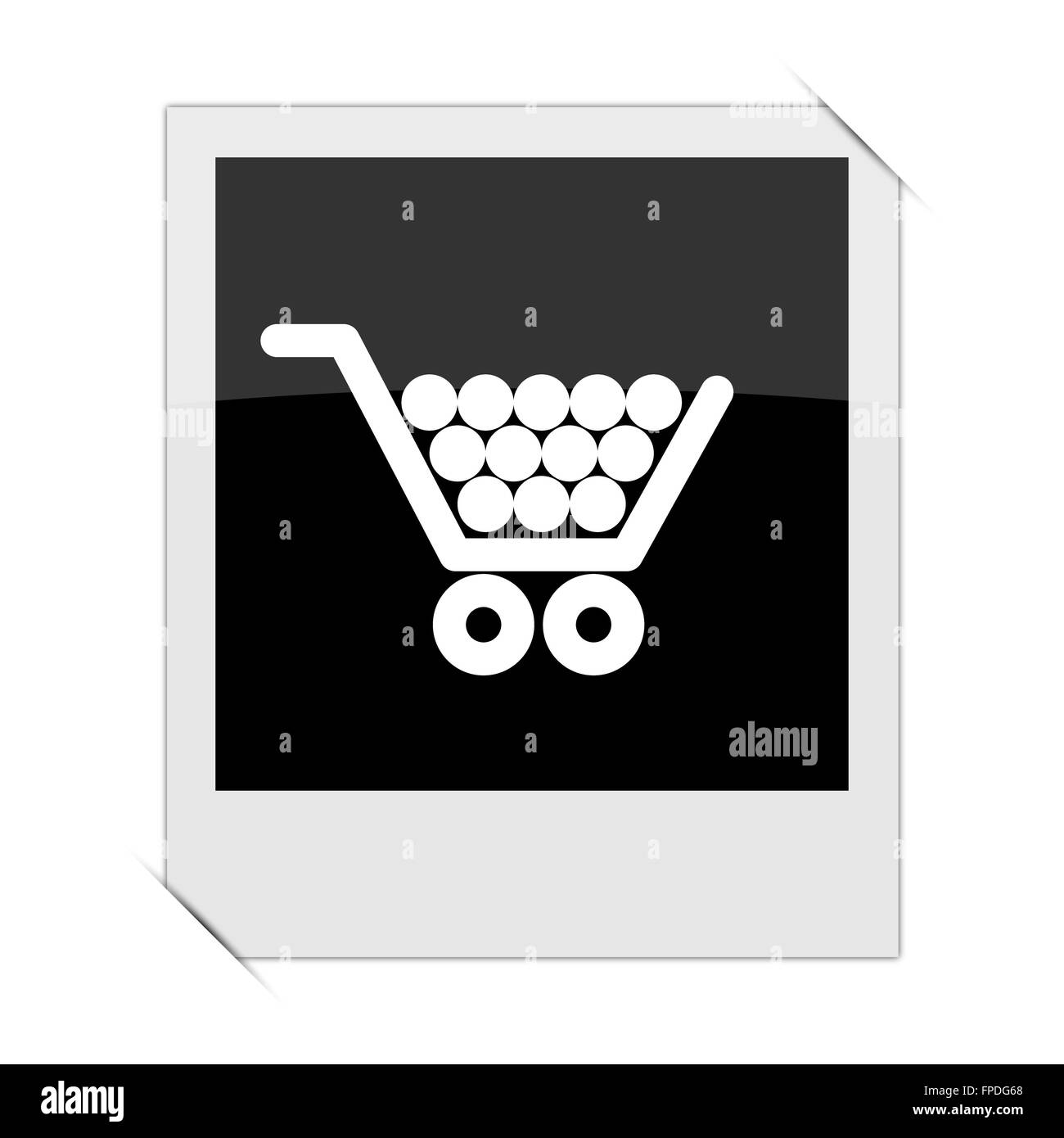 Icône du panier à l'intérieur d'une photo sur fond blanc Banque D'Images