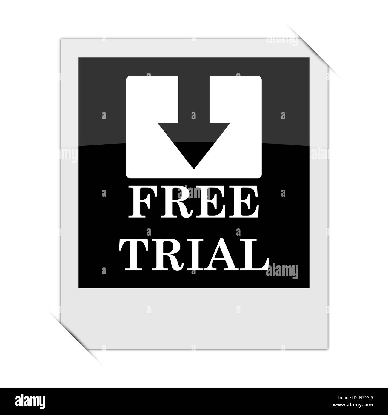 L'icône d'essai gratuit à l'intérieur d'une photo sur fond blanc Banque D'Images