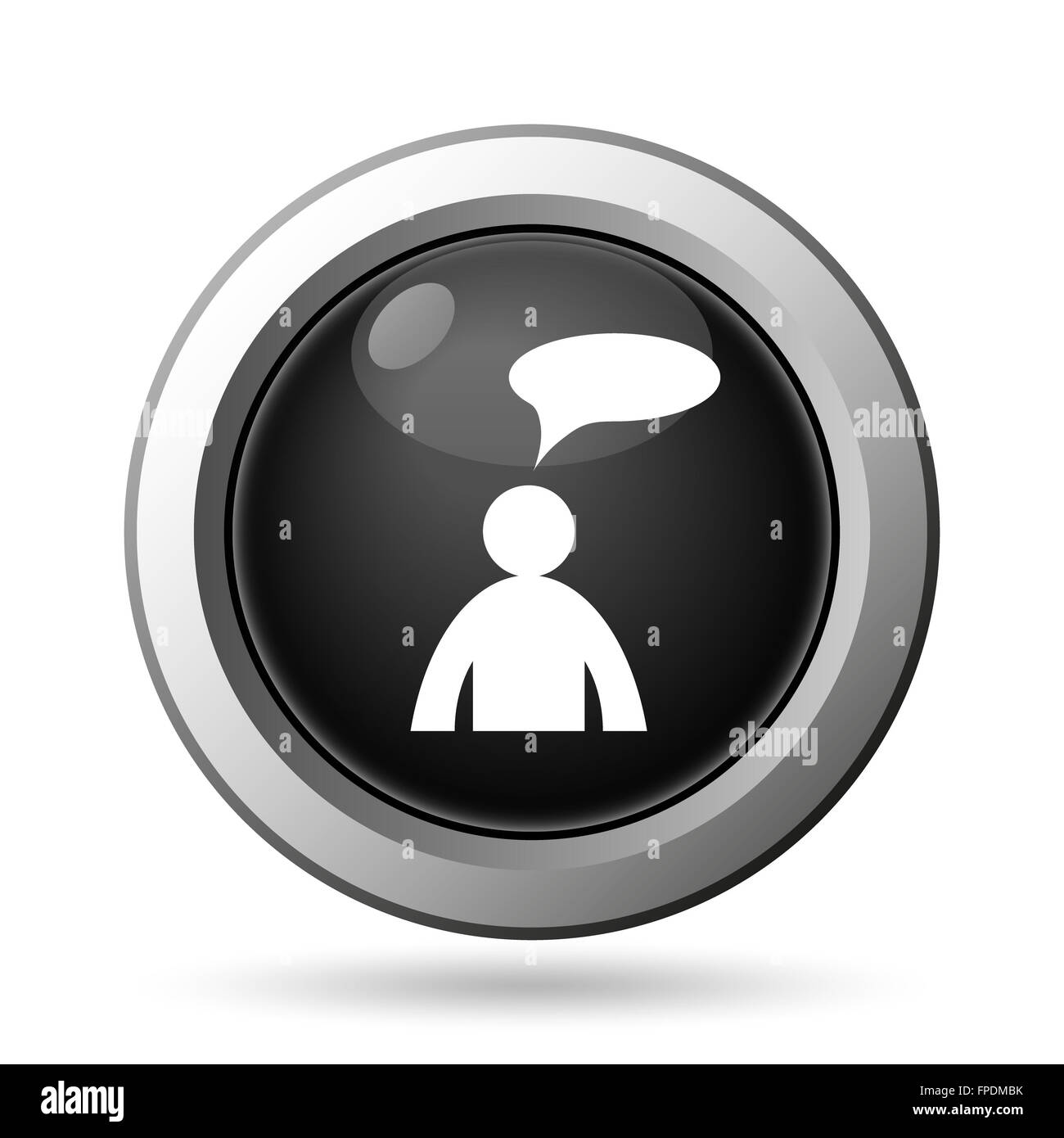 Commentaires icône. Bouton Internet sur fond blanc. - Homme avec bulle Banque D'Images
