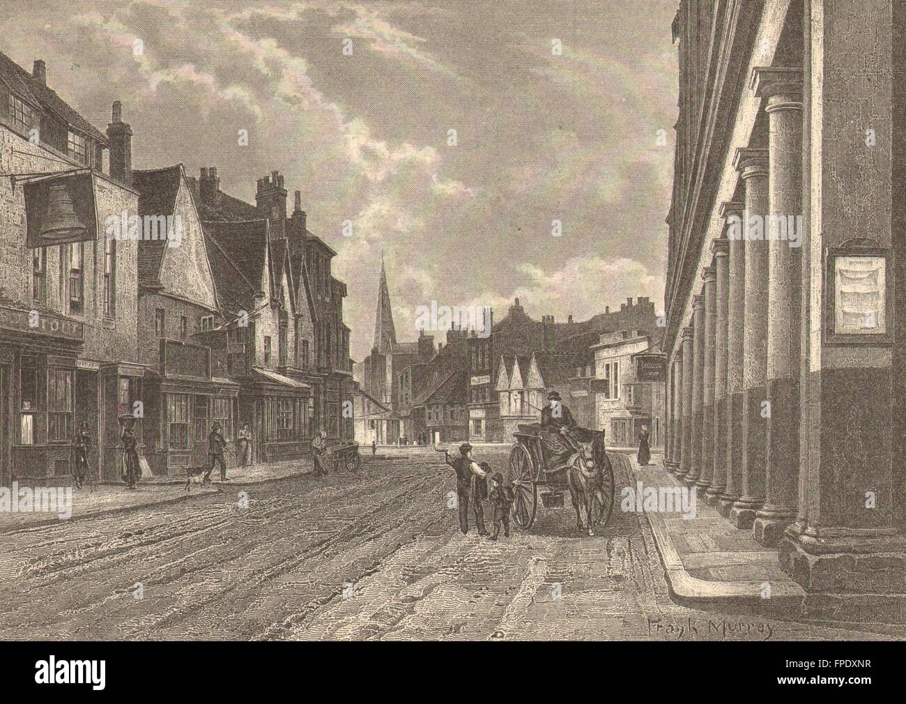 : UXBRIDGE Uxbridge, High Street. Middlesex Hillingdon, antique print 1888 Banque D'Images