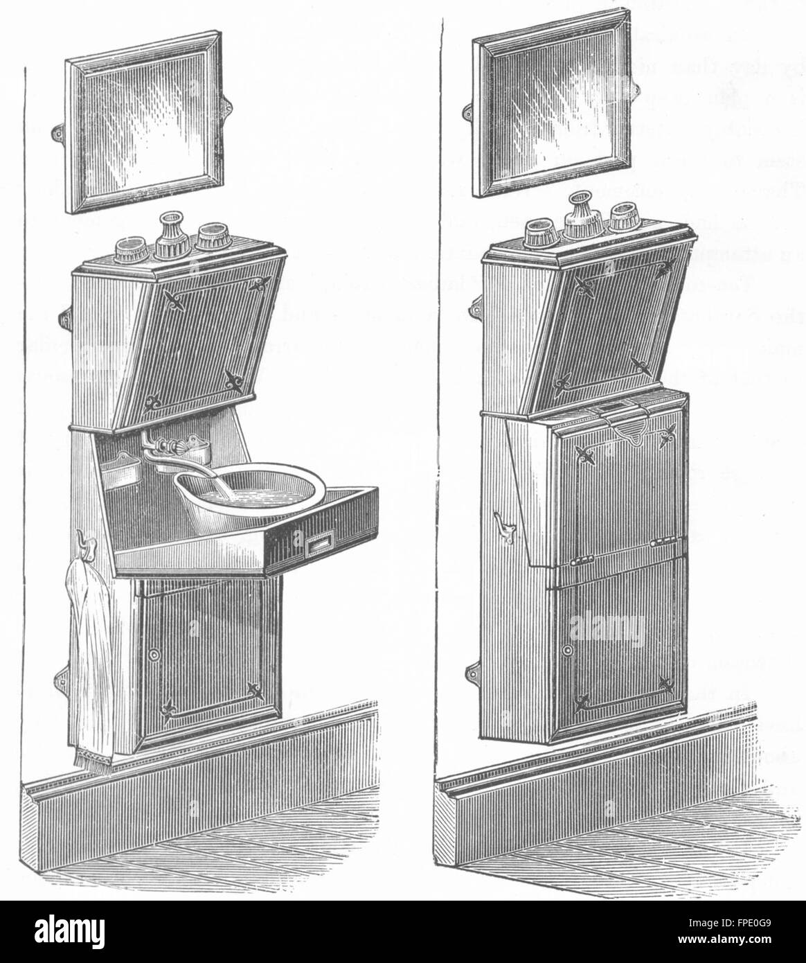 Arrangements disponibles : cabine, antique print 1891 Banque D'Images