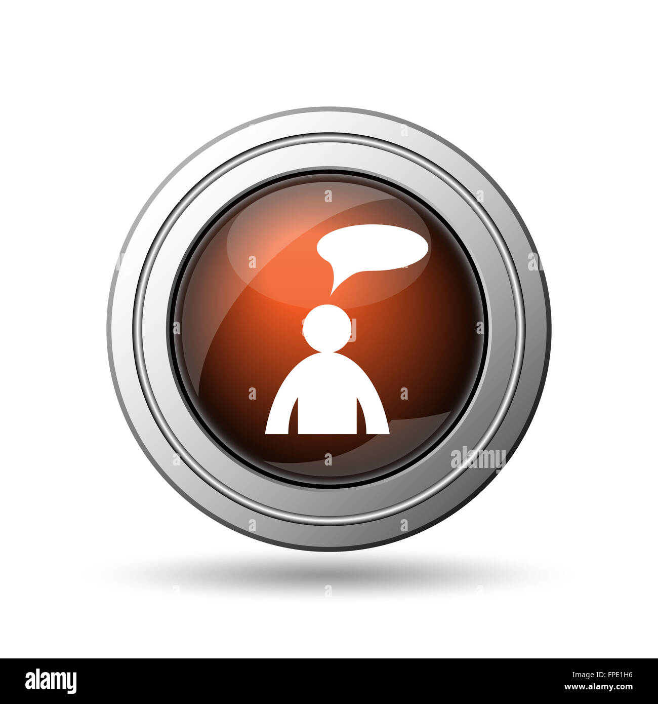 Commentaires icône. Bouton Internet sur fond blanc. - Homme avec bulle Banque D'Images