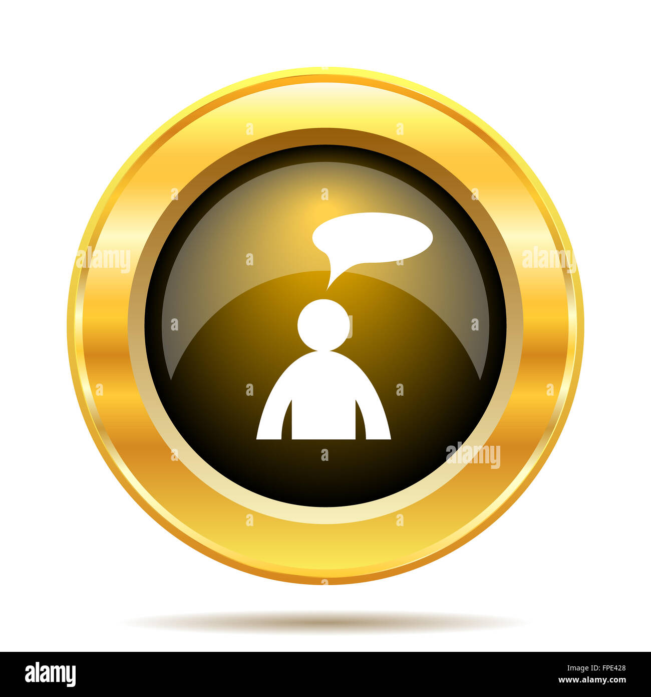 Commentaires icône. Bouton Internet sur fond blanc. - Homme avec bulle Banque D'Images