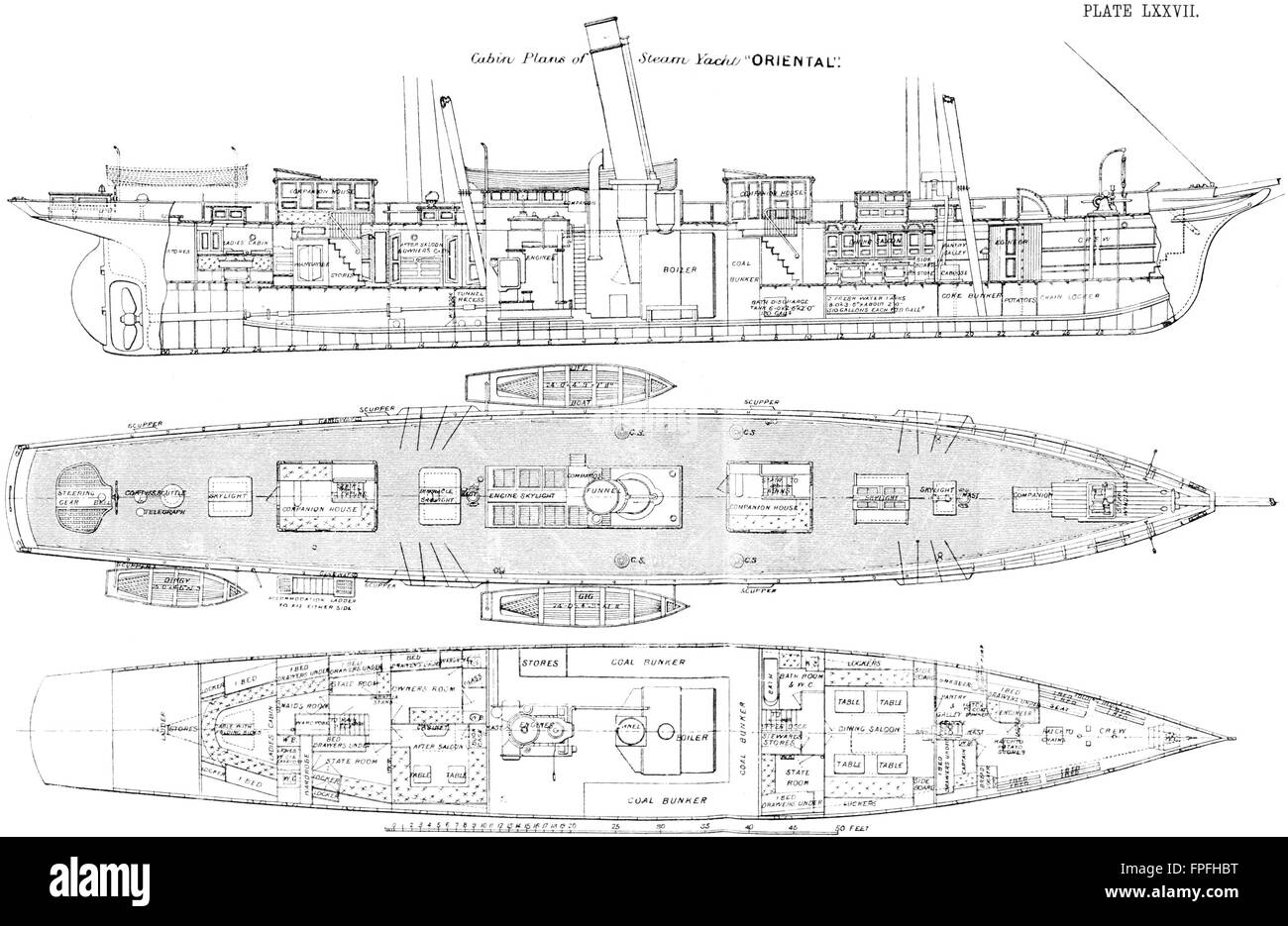 Yacht à vapeur disponibles : Les plans de cabines : "orientale" de l'ancien, 1891 Banque D'Images