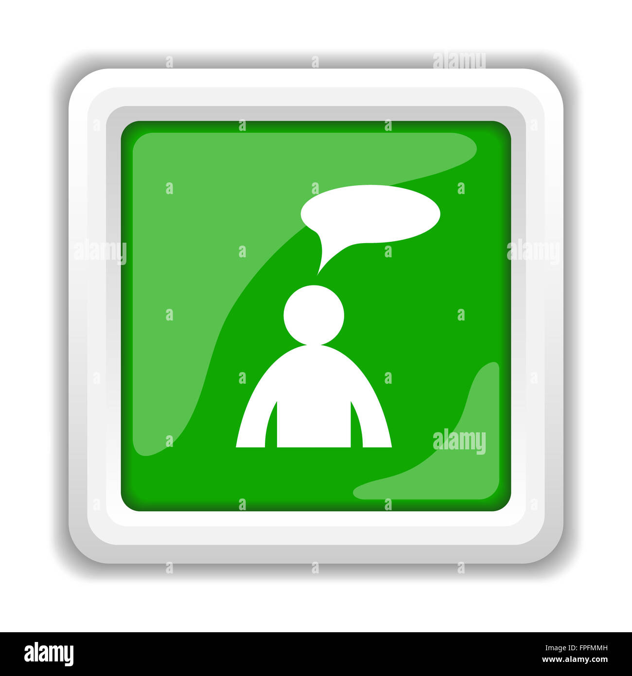 Commentaires icône. Bouton Internet sur fond blanc. - Homme avec bulle Banque D'Images