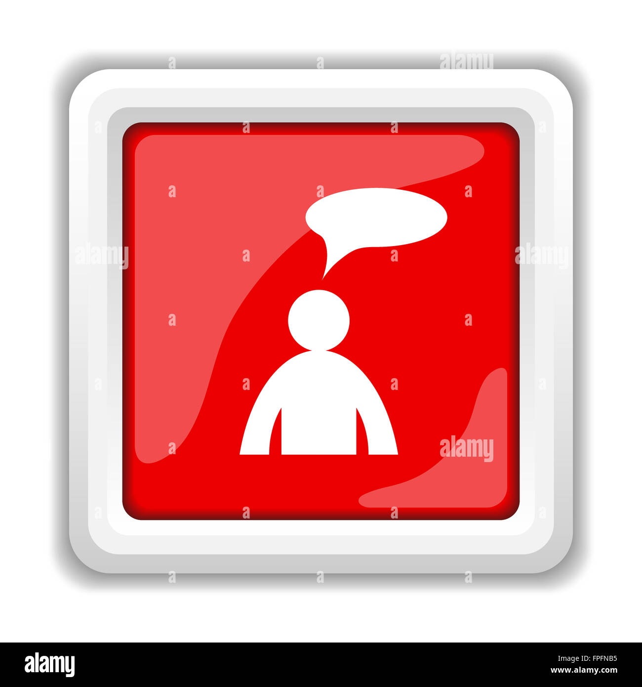 Commentaires icône. Bouton Internet sur fond blanc. - Homme avec bulle Banque D'Images