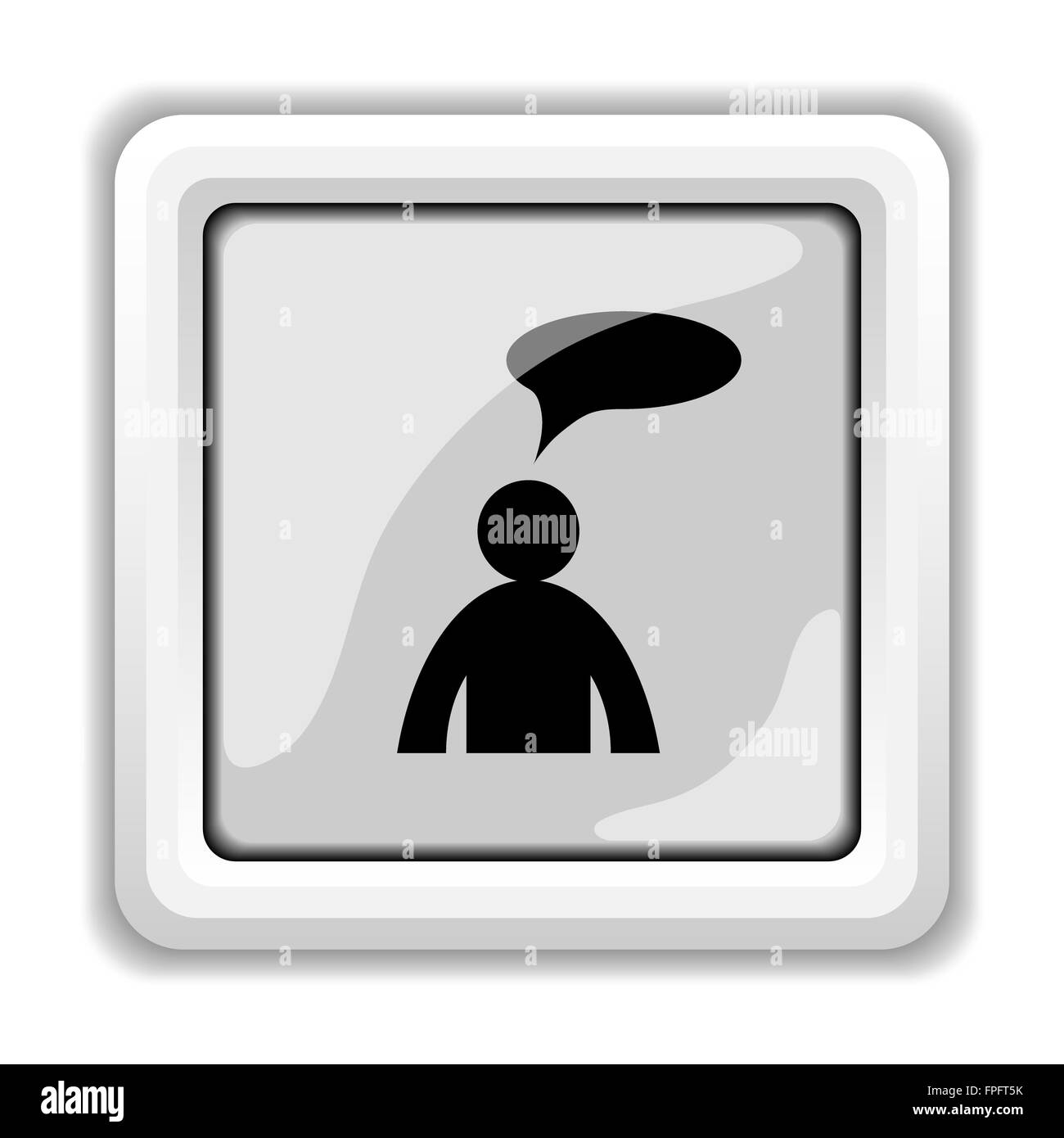 Commentaires icône. Bouton Internet sur fond blanc. - Homme avec bulle Banque D'Images