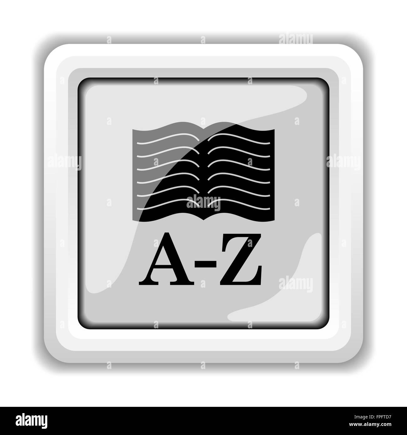 A-Z icône en forme de livre. Bouton Internet sur fond blanc. Banque D'Images