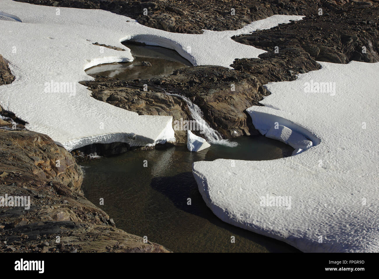 La glace, l'eau de fusion, côté sud du Cerro Castillo, Patagonie, Chili Banque D'Images