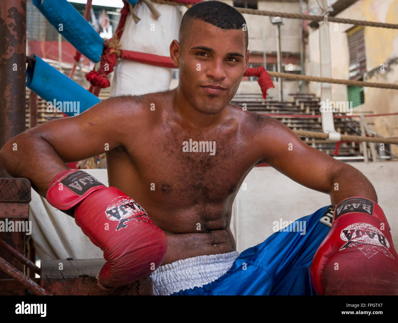 Cuba, La Havane, Rafael Trejo Boxing gym, un centre cubain de former et d' apprendre la boxe. La boxe est l'un des sports favoris Photo Stock - Alamy