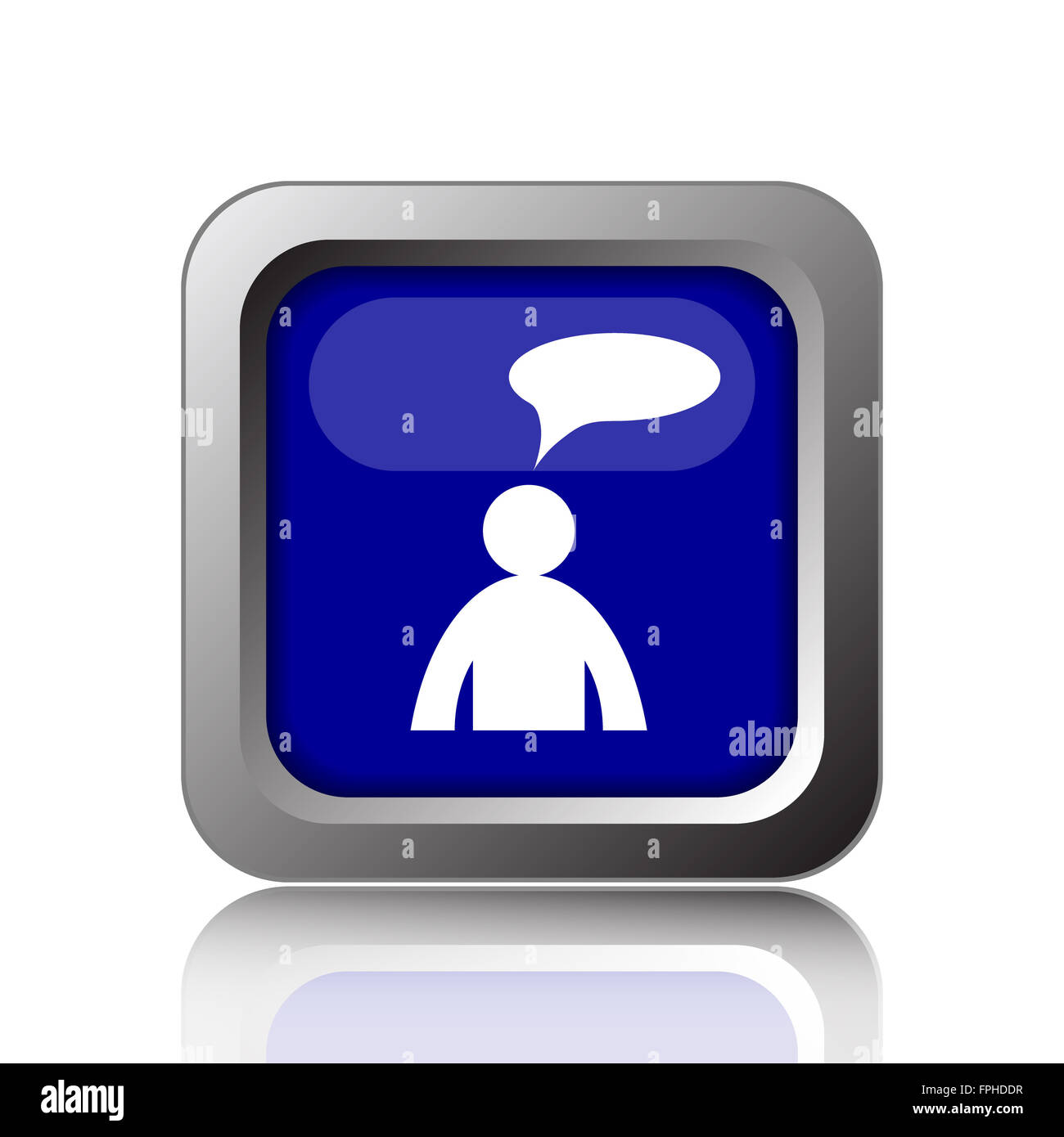Commentaires icône. Bouton Internet sur fond blanc. - Homme avec bulle Banque D'Images