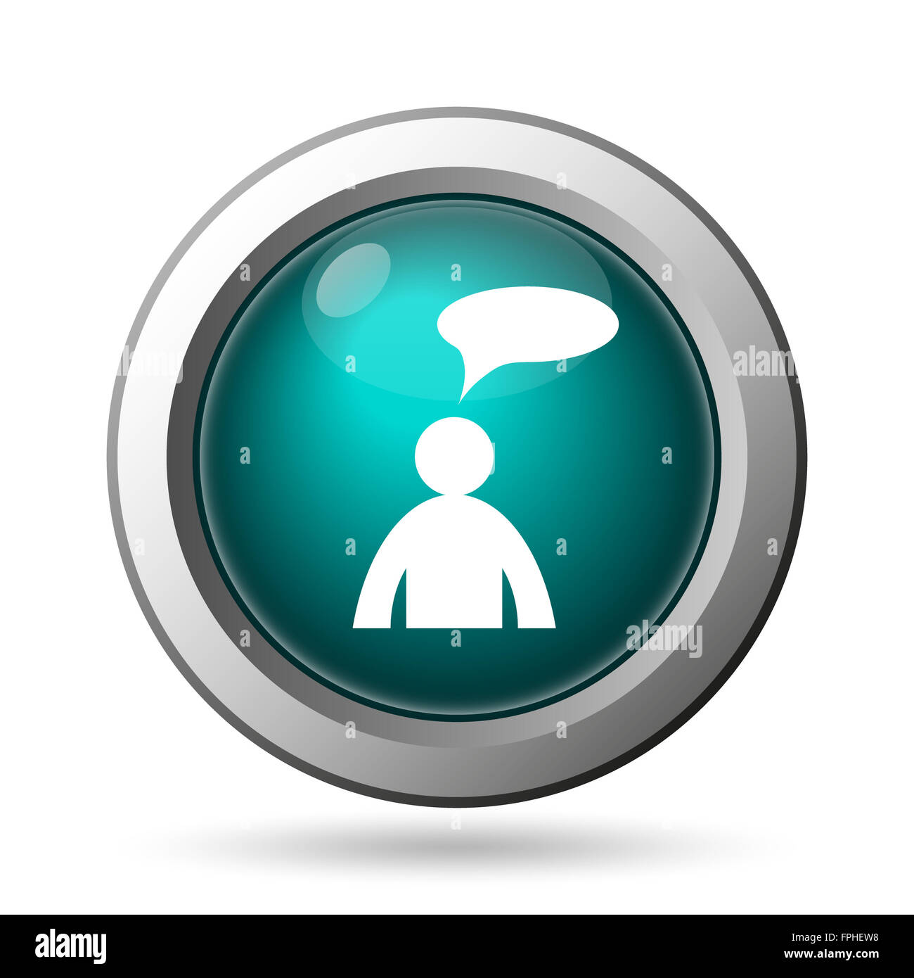 Commentaires icône. Bouton Internet sur fond blanc. - Homme avec bulle Banque D'Images