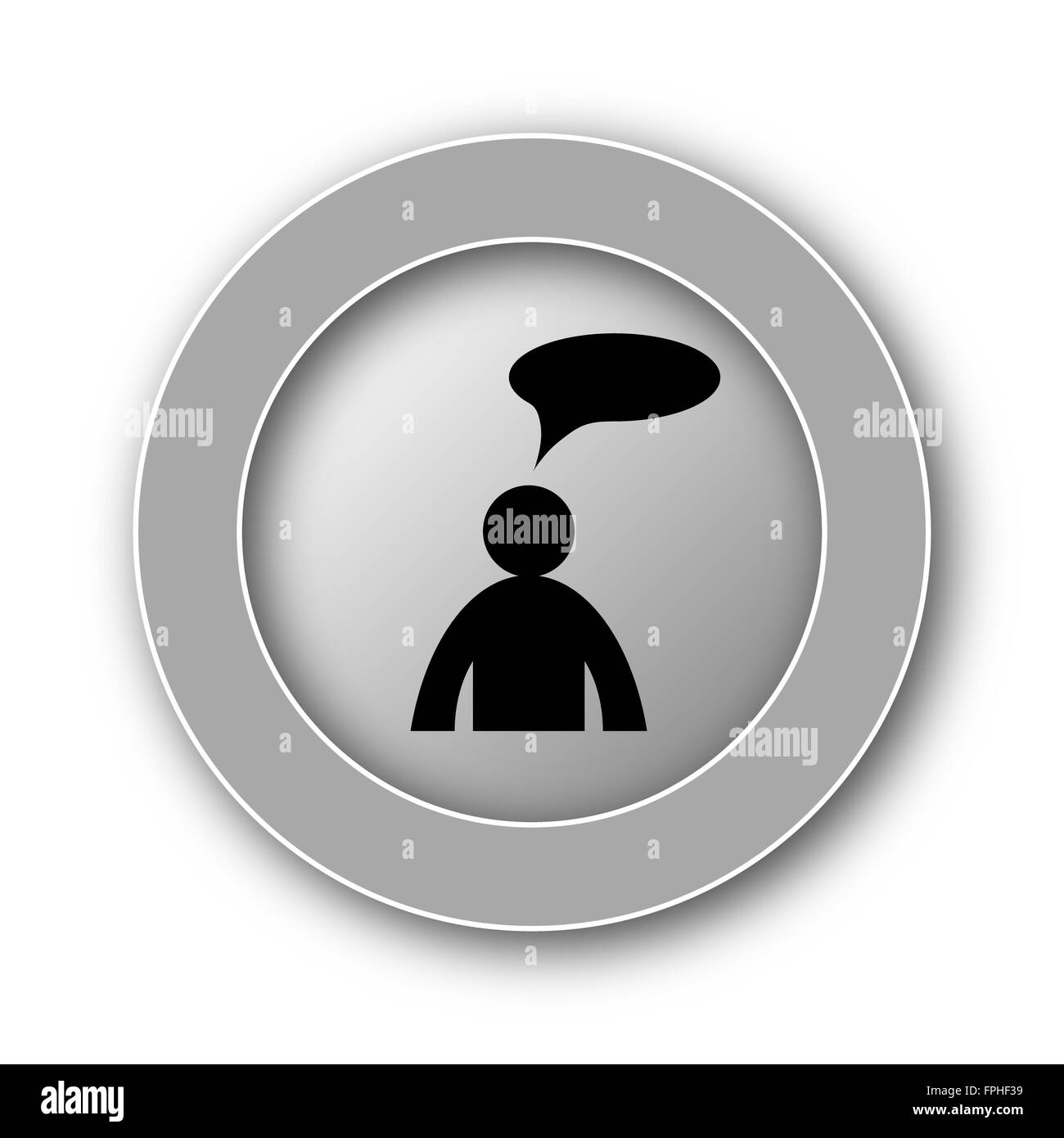 Commentaires icône. Bouton Internet sur fond blanc. - Homme avec bulle Banque D'Images