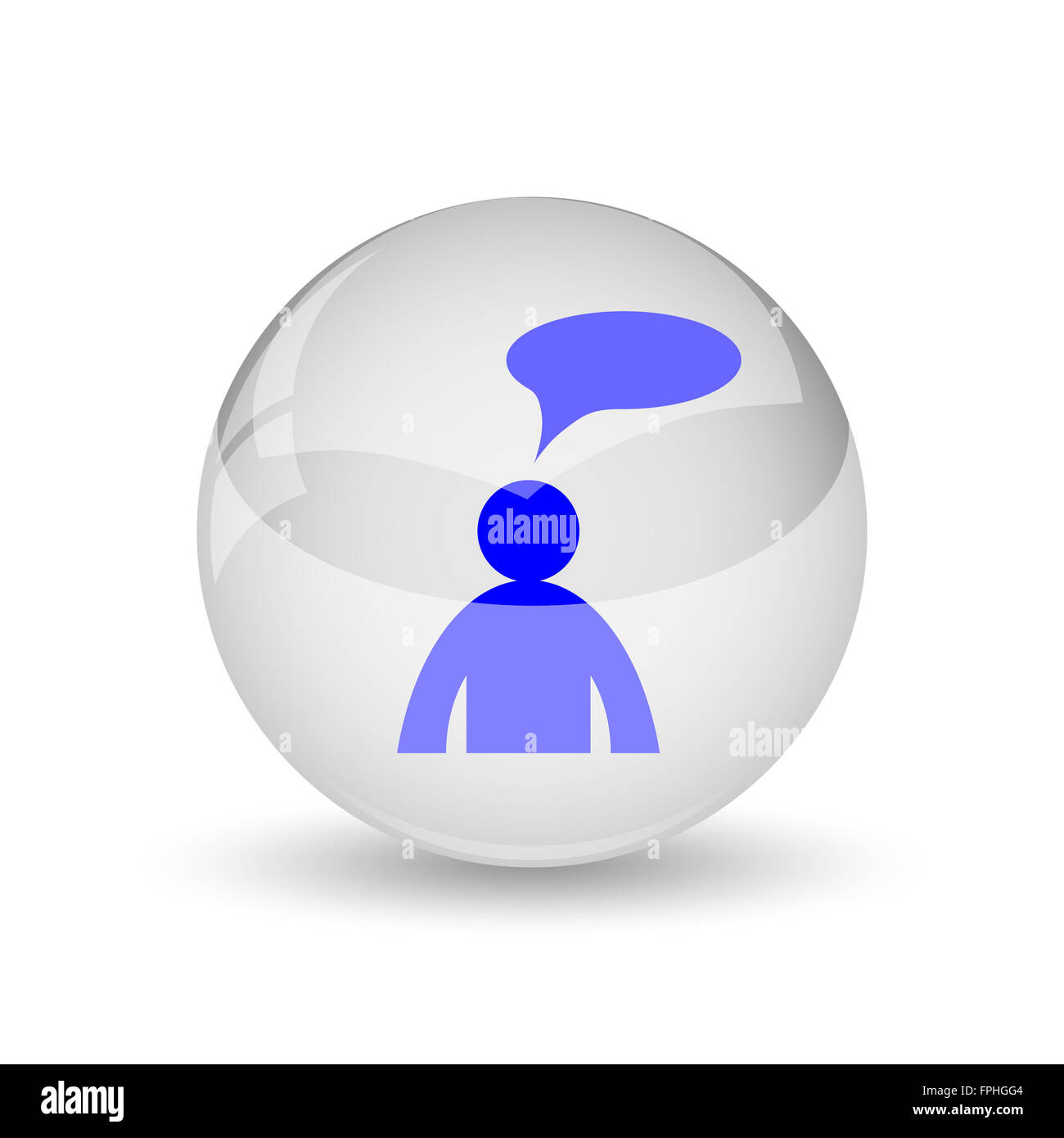Commentaires icône. Bouton Internet sur fond blanc. - Homme avec bulle Banque D'Images