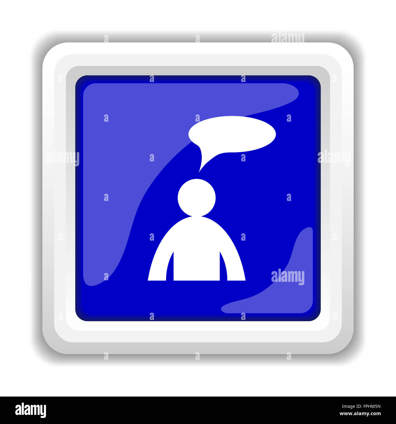 Commentaires icône. Bouton Internet sur fond blanc. - Homme avec bulle Banque D'Images