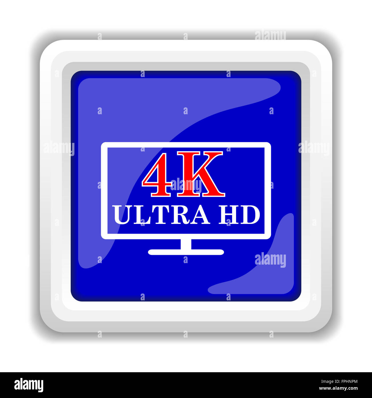 Icône ultra HD 4K. Bouton Internet sur fond blanc. Banque D'Images