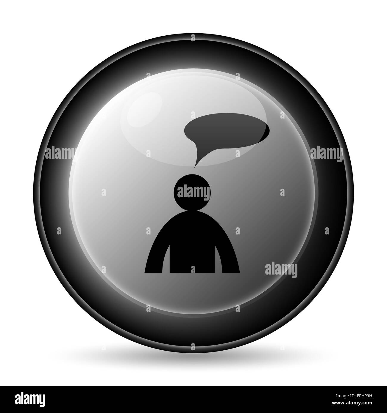 Commentaires icône. Bouton Internet sur fond blanc. - Homme avec bulle Banque D'Images