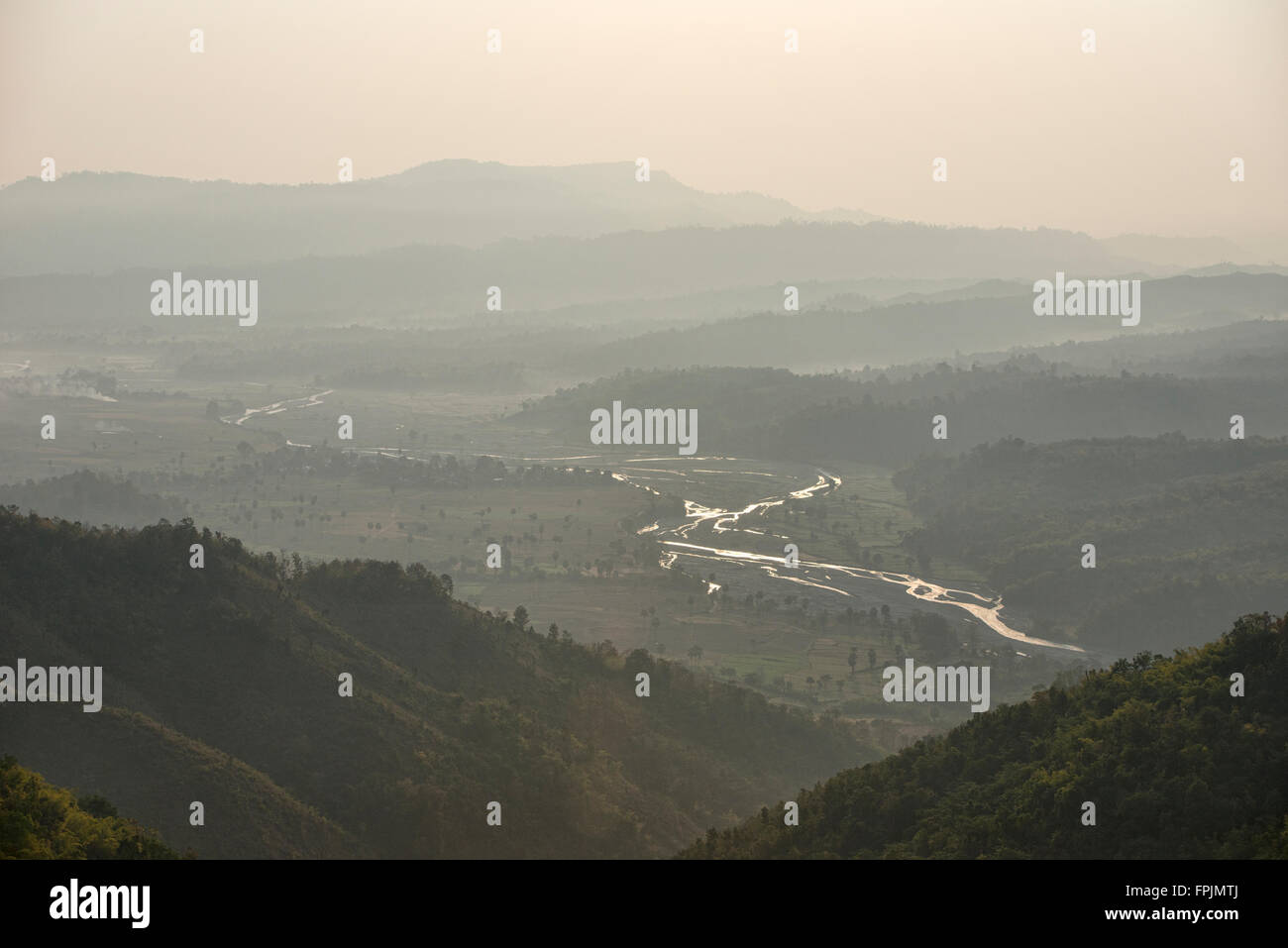 La rivière Chindwin, l'État de Chin, Myanmar Banque D'Images