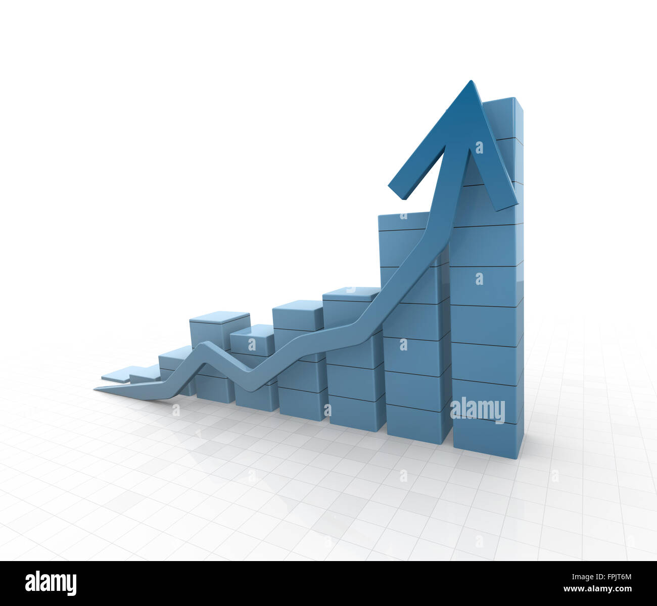 Diagramme à barres bleu , image rendue. Banque D'Images